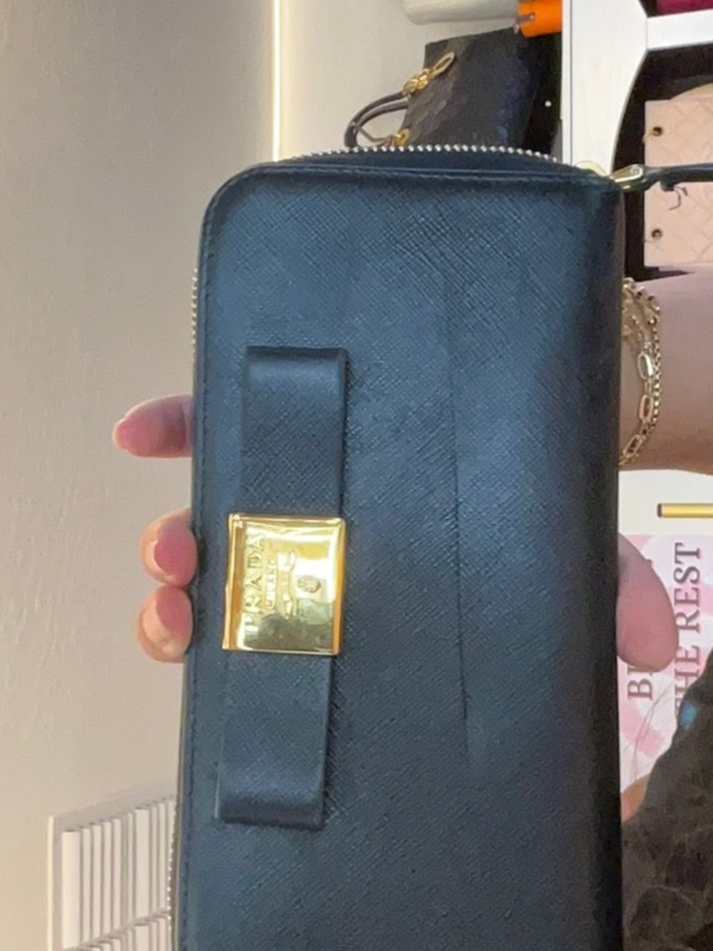 78. Prada bow slashed sold as is desc in live no cancel/returns